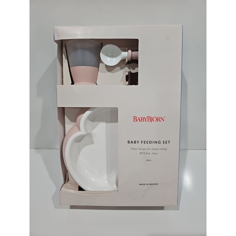 Baby Bjorn BPA Free Feeding Set Bowl Spoon and Cup 3pc NEW Powder Pink
